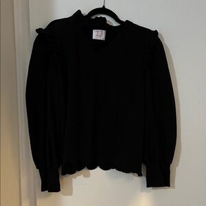 Victoria Dunn Black V-Neck Long Sleeve Top